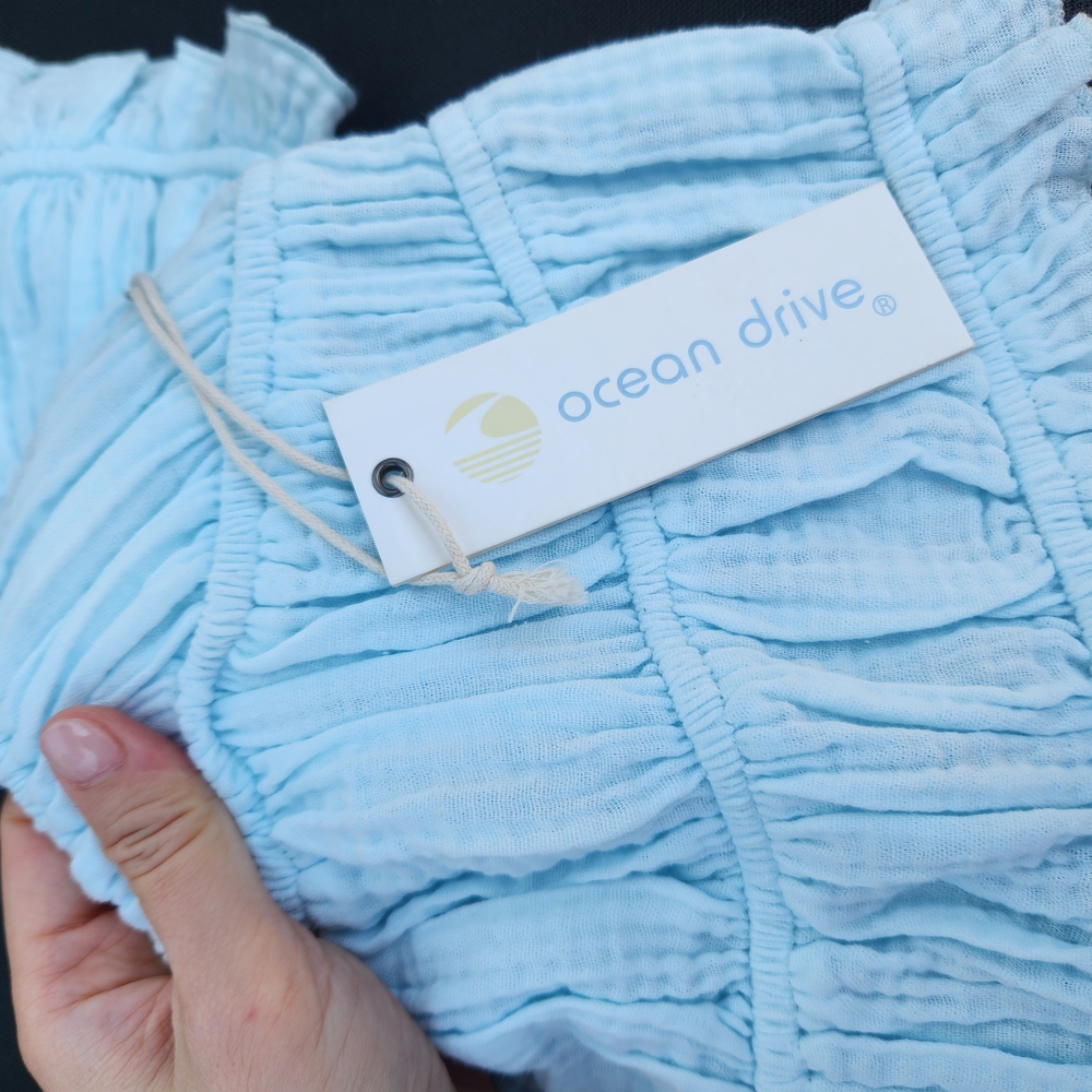 Ocean Drive Light Blue Ruched Top - Picture 3 of 3